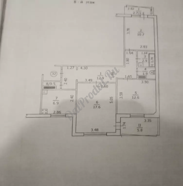 Продам 3к квартиру на кв.Гагарина 8/9эт