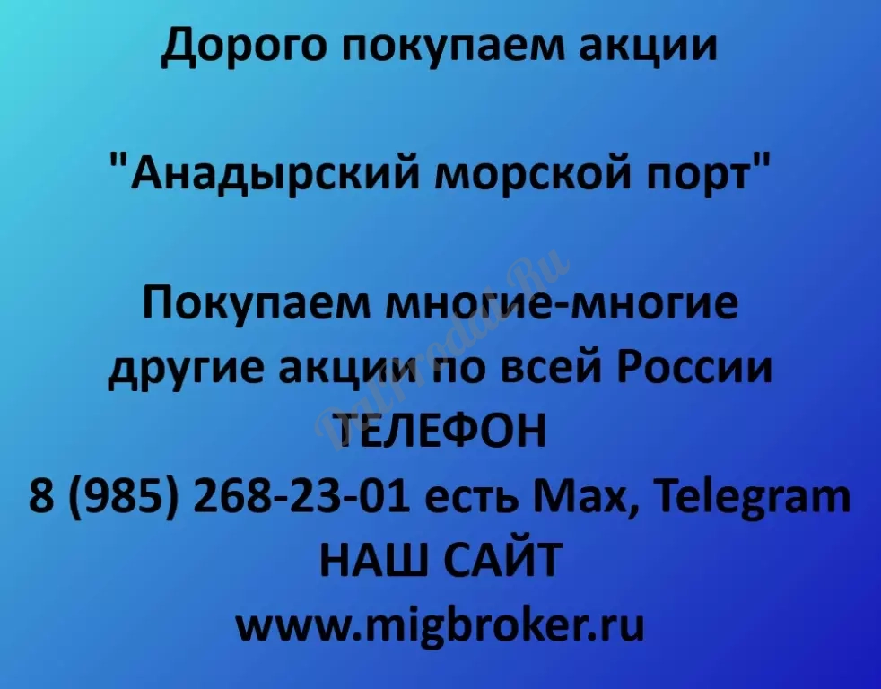 Покупаем акций «Анадырский морской порт» по высоким ценам!