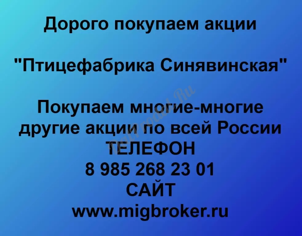 Покупаем акций «Птицефабрика Синявинская» по высоким ценам без налога!