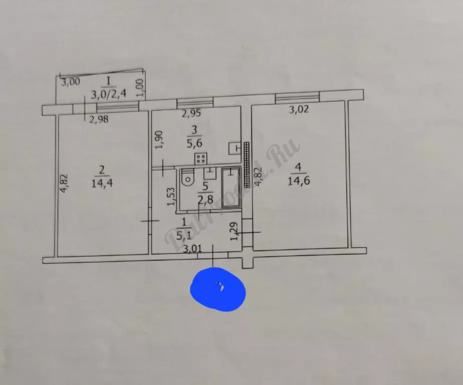 Продам 2к кв. Комарова, 5/5 эт.